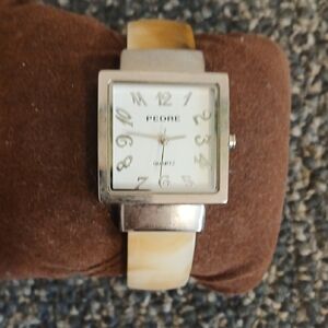 Pedre Silver and Cream And Coffee Color Vintage Cuff Watch